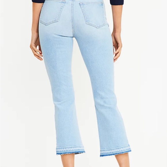 Loft Let Down Hem High Rise Kick Crop Jeans in Vivid Light Indigo Wash Size 31 - Picture 2 of 10
